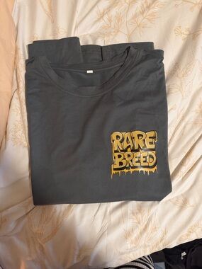 SHEIN Charcoal T-Shirt with Yellow 'Rare Breed' Logo